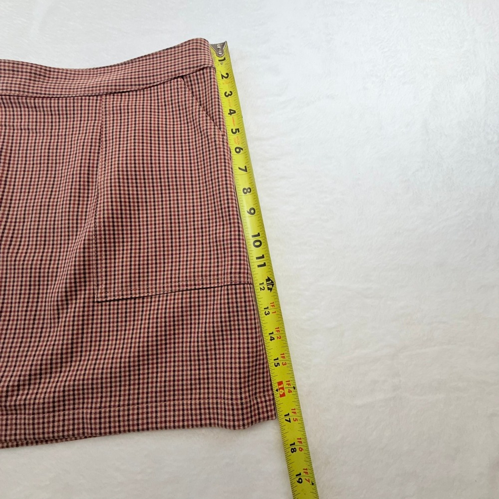 A New Day Women's Brown Houndstooth Plaid Mini Skirt Side Pockets Size L - Picture 9 of 9